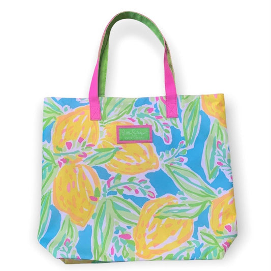 Women's Floral Lemons Beach Tote Bag