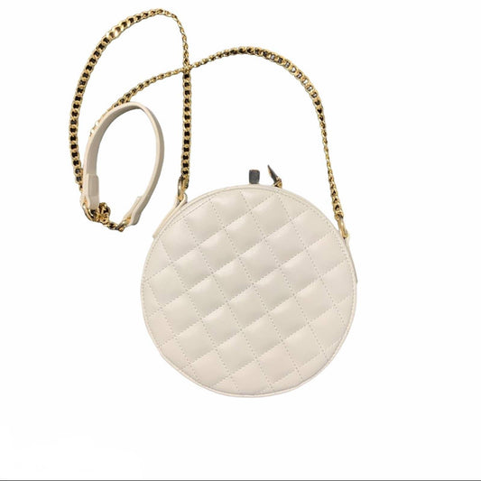 Women's Circle White Quilted Gold Chain Crossbody