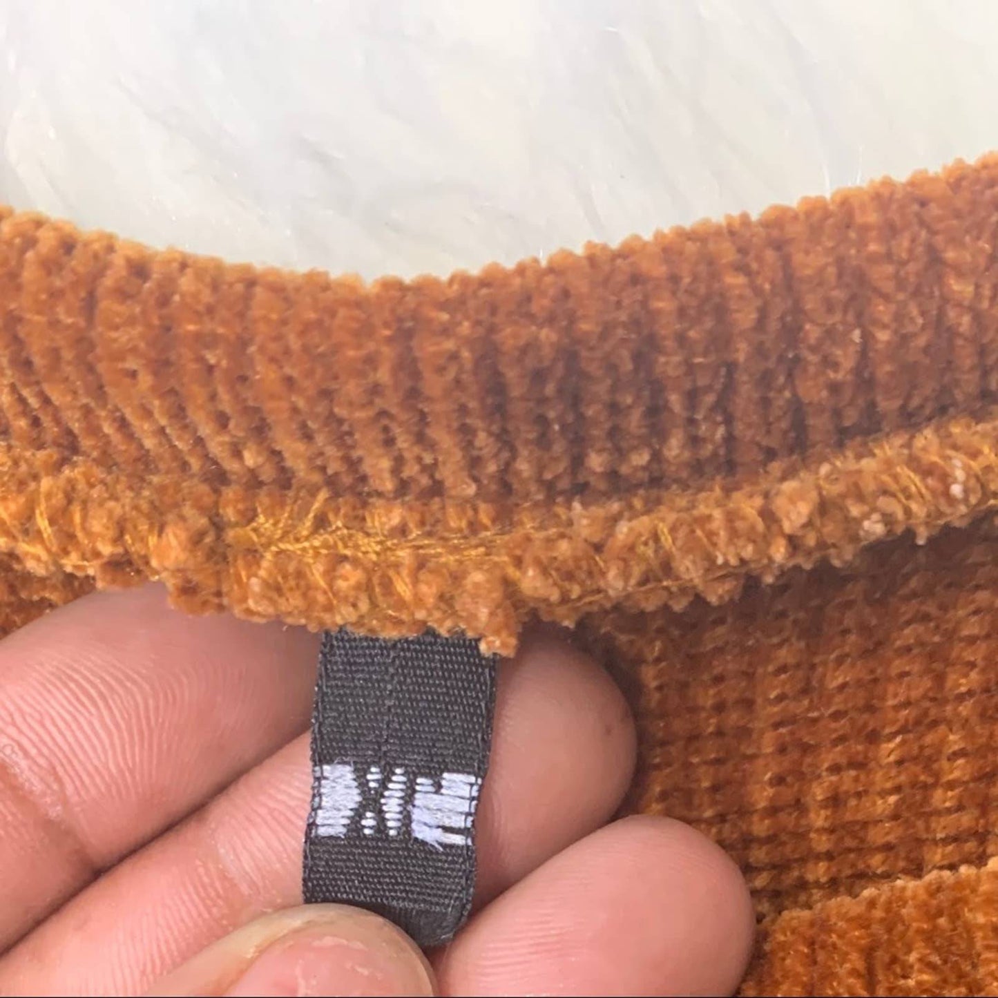 Women’s Velour Texture Cinnamon Orange Angel Sleeve Crop Sweater Size XL