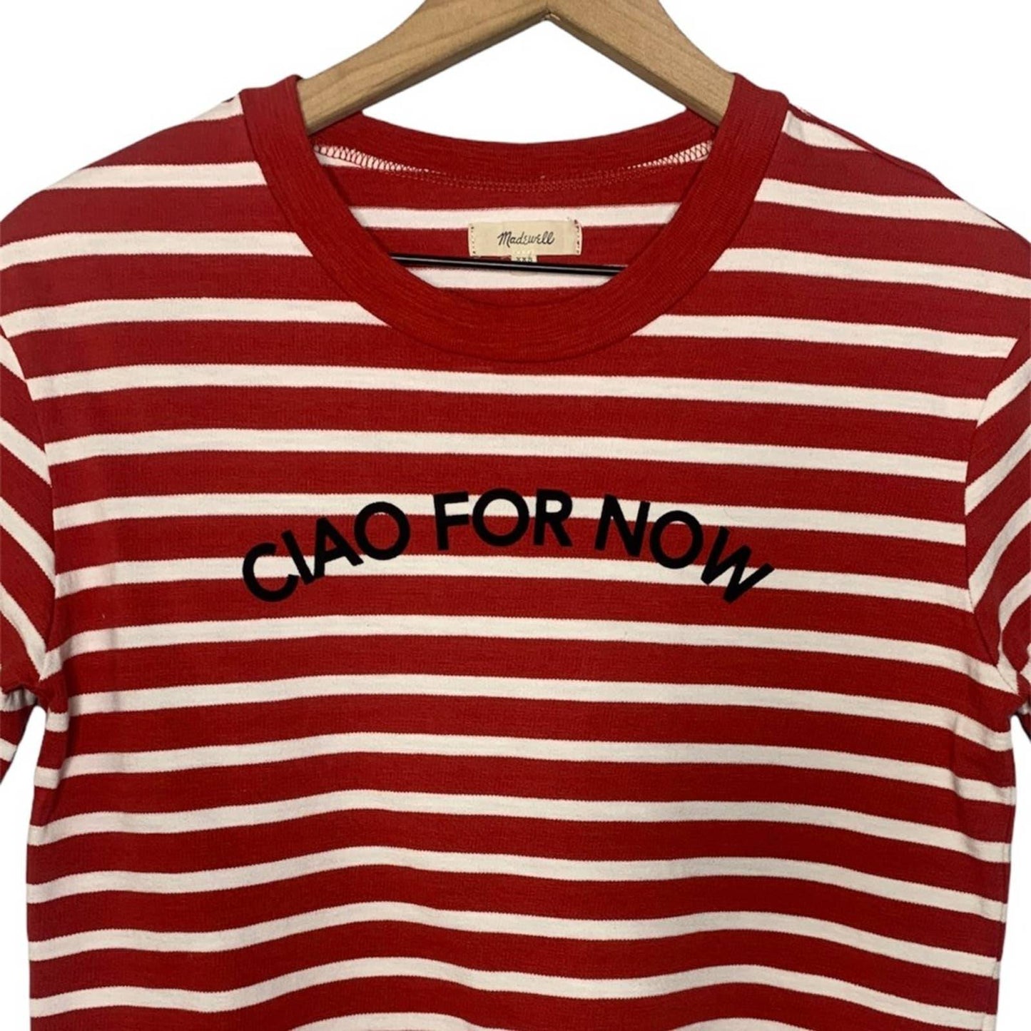 Ciao For Now Women’s Red & White Striped T Shirt