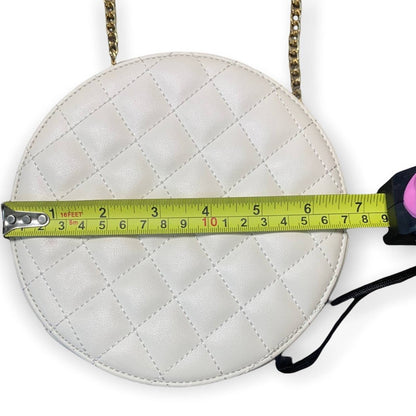 Women's Circle White Quilted Gold Chain Crossbody