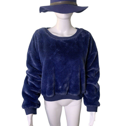 Women's Faux Fur Cropped Pullover Sweater Size XL