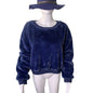 Women's Faux Fur Cropped Pullover Sweater Size XL