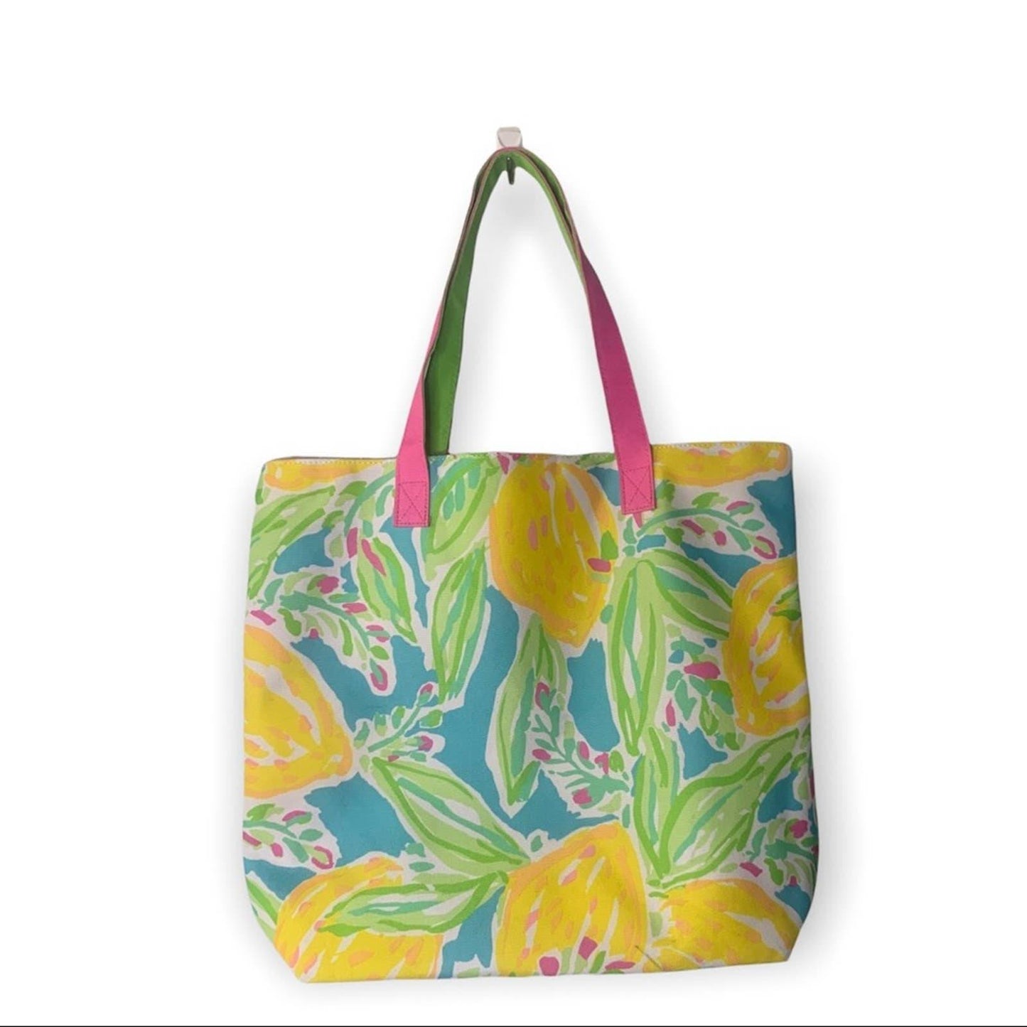 Women's Floral Lemons Beach Tote Bag