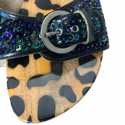 Vintage Wooden Animal Print Kitten Heels