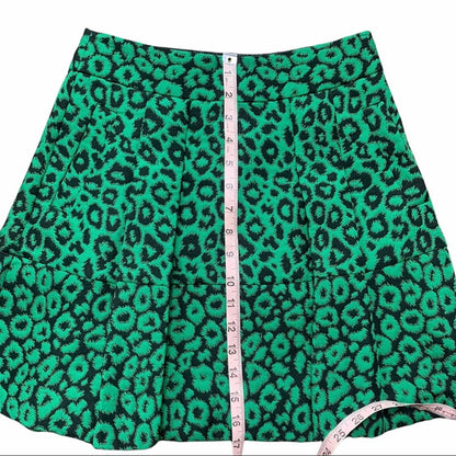 Women's Green & Black Leopard Jacquard Mini Skirt Size 0 Petite