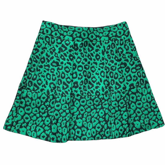 Women's Green & Black Leopard Jacquard Mini Skirt Size 0 Petite