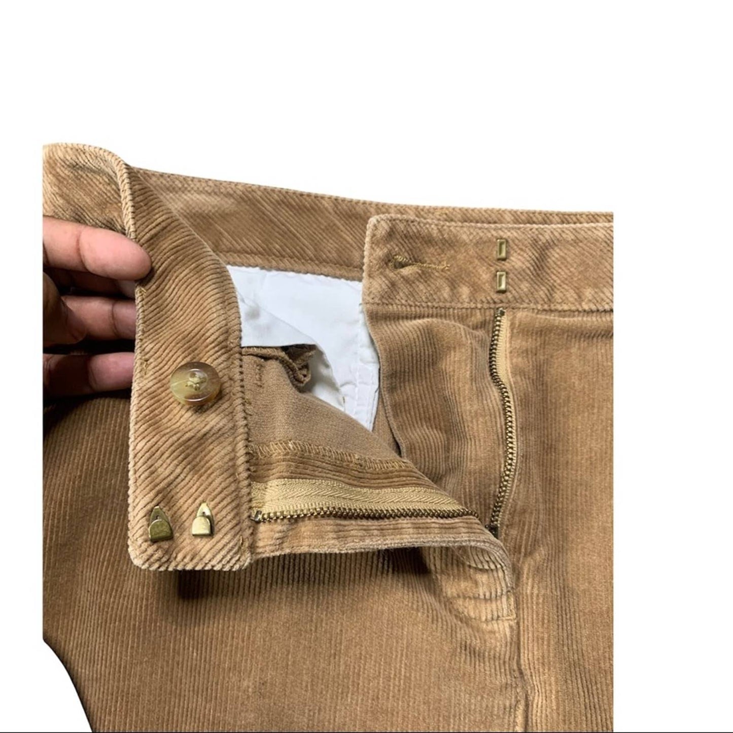 Retro Women's Corduroy Raw Hem Brown Mini Skirt Size 8