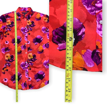 Women's Long Sleeve Floral Print Dillon Button Down Blouse Size XS