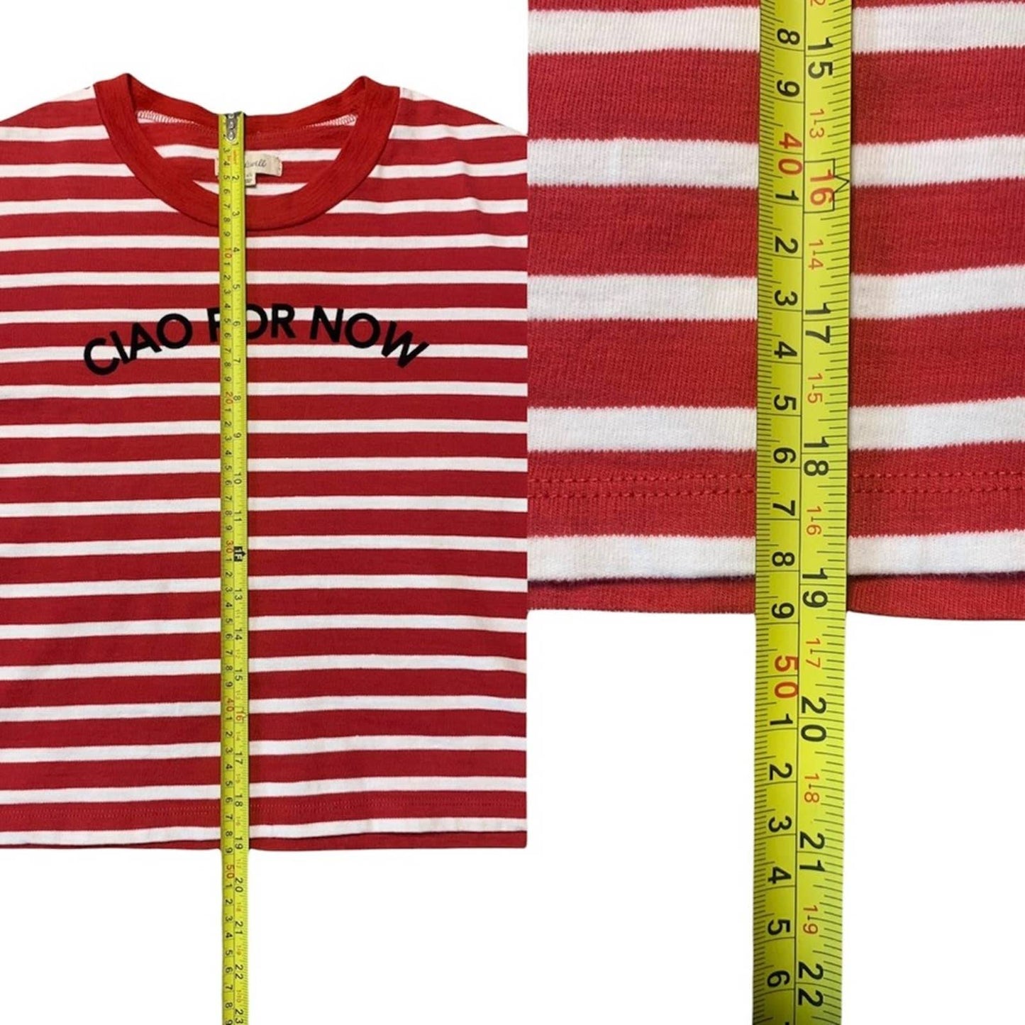 Ciao For Now Women’s Red & White Striped T Shirt