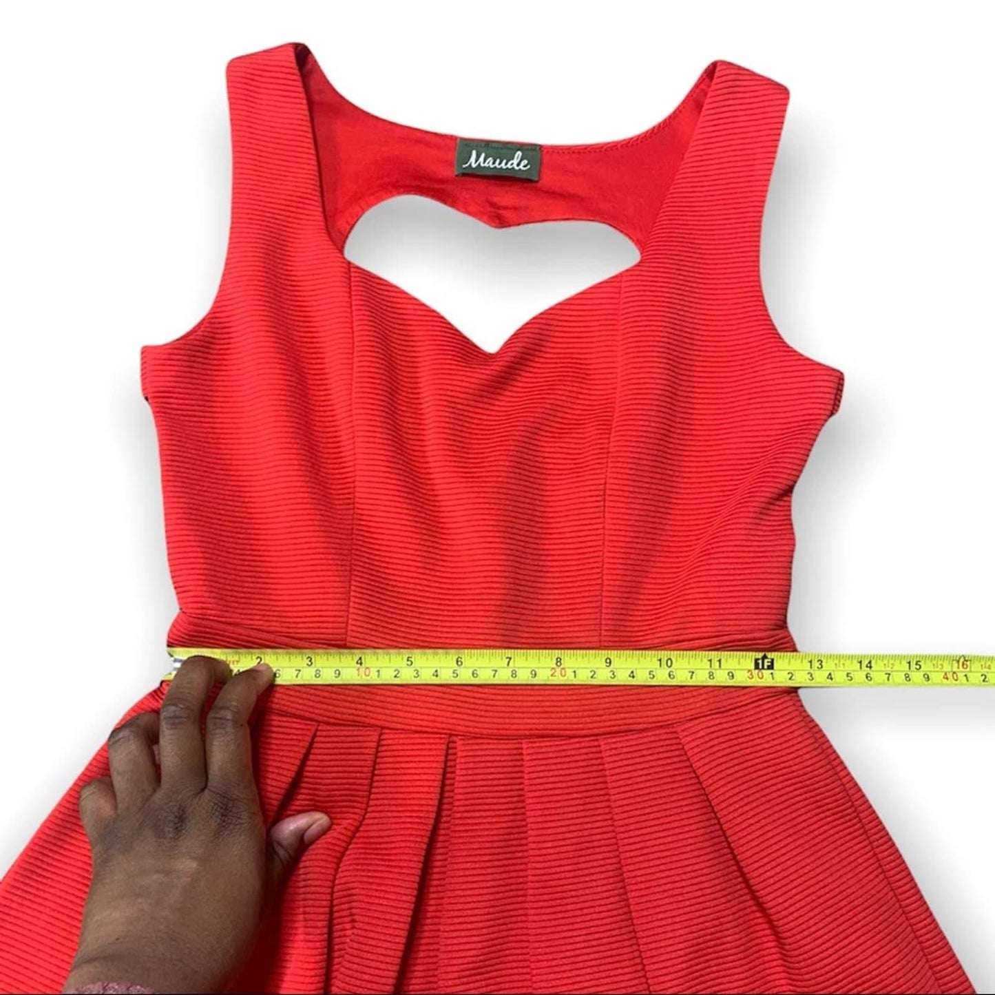Women's Pleated Front Heat Hollow Back Women’s Red Fit & Flare Dress Size Small