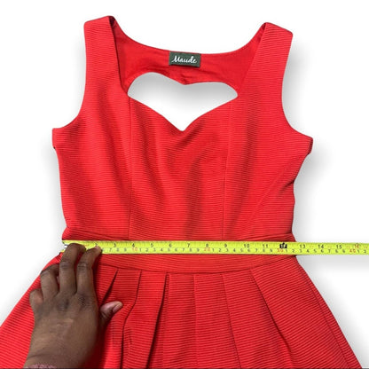 Women's Pleated Front Heat Hollow Back Women’s Red Fit & Flare Dress Size Small