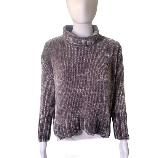 Women's Chenille Gray Turtleneck Sweater Size XS