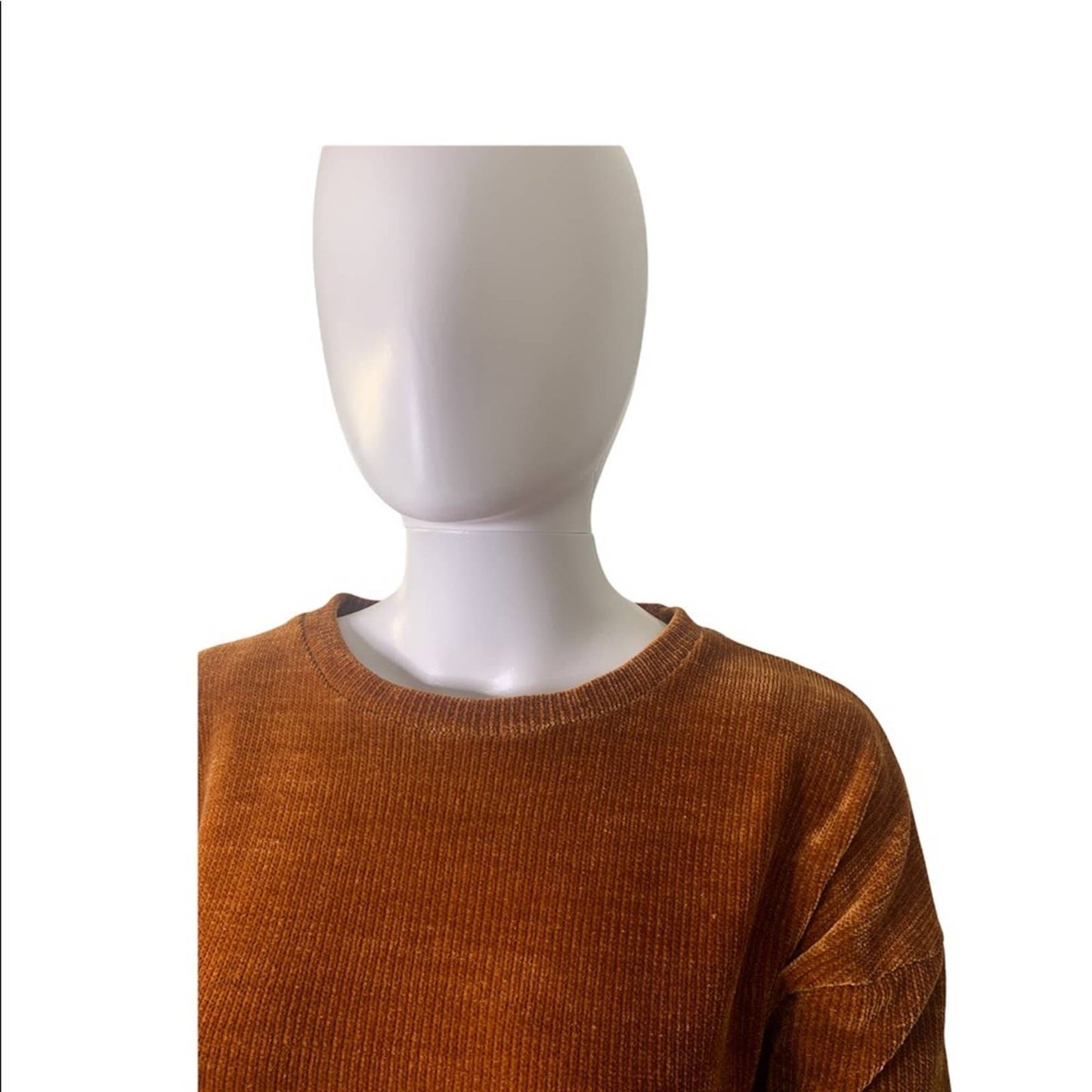 Women’s Velour Texture Cinnamon Orange Angel Sleeve Crop Sweater Size XL