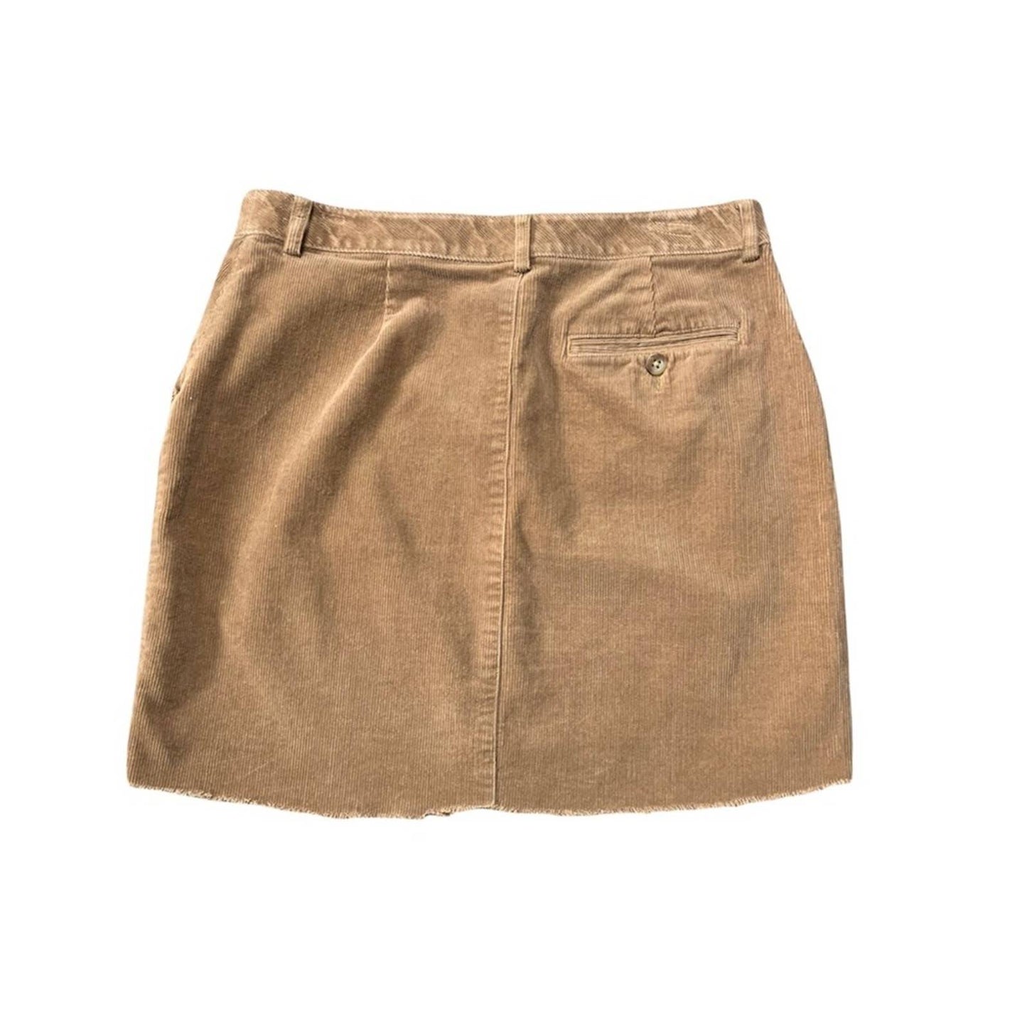 Retro Women's Corduroy Raw Hem Brown Mini Skirt Size 8