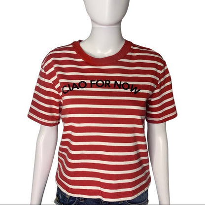 Ciao For Now Women’s Red & White Striped T Shirt