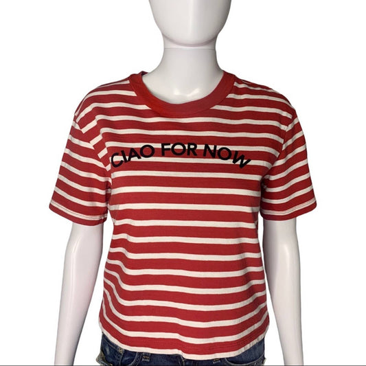 Ciao For Now Women’s Red & White Striped T Shirt