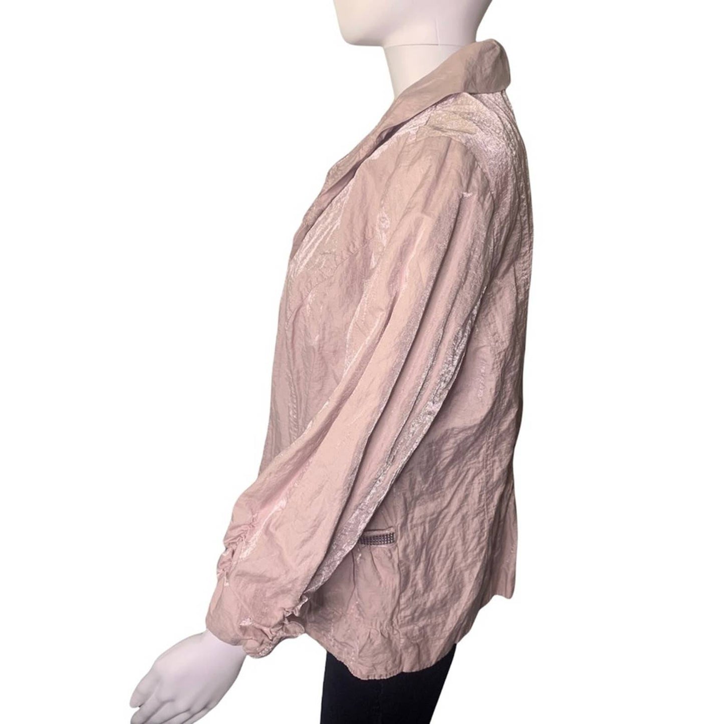 Chico’s Metallic Cringle Women’s Blush Pink Jacket Size Large