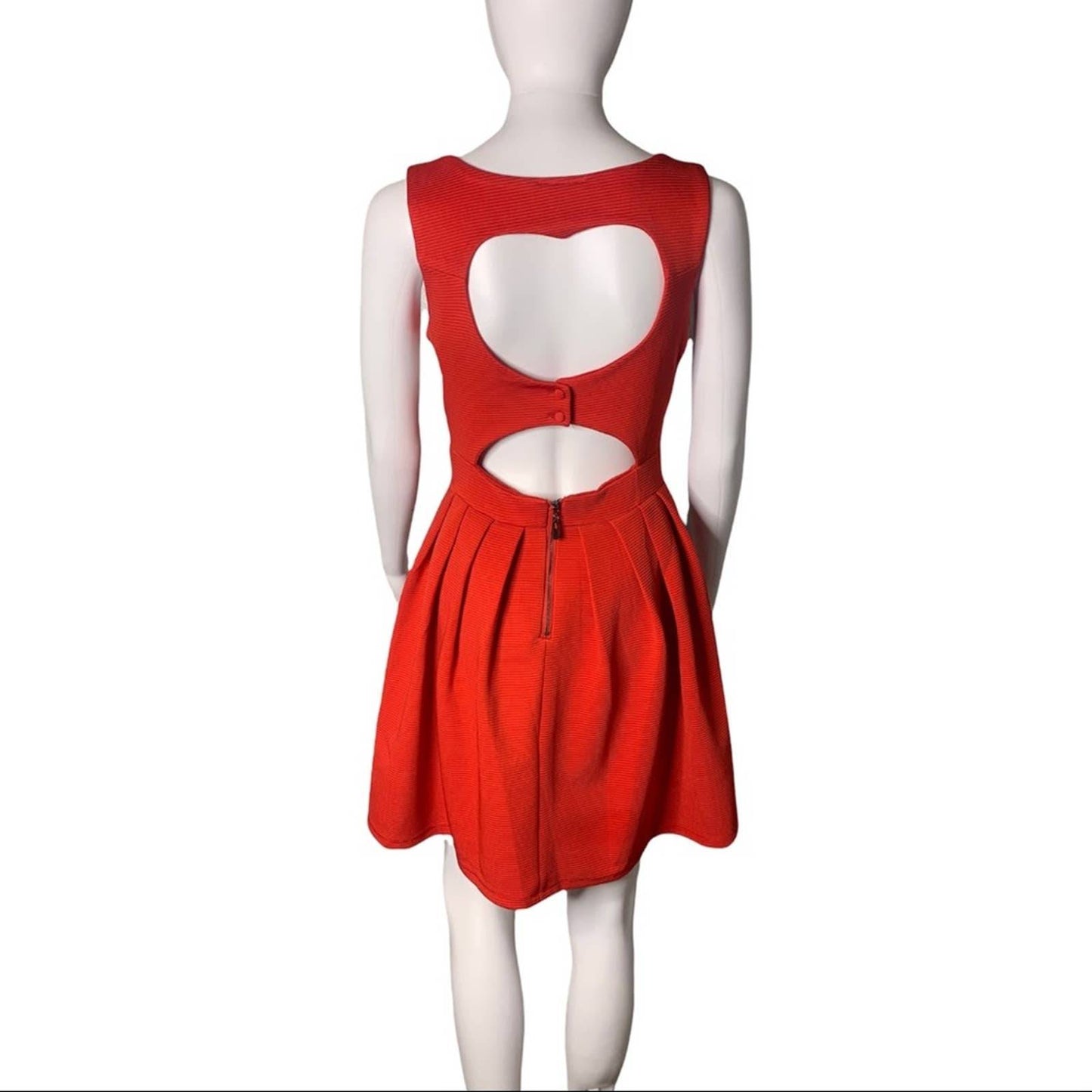 Women's Pleated Front Heat Hollow Back Women’s Red Fit & Flare Dress Size Small