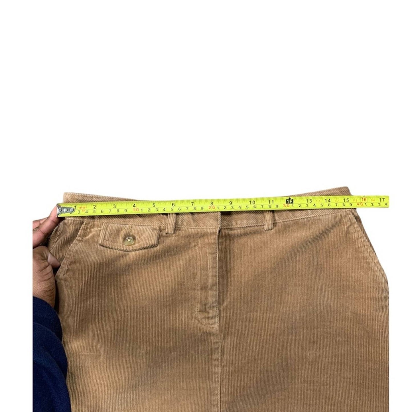 Retro Women's Corduroy Raw Hem Brown Mini Skirt Size 8