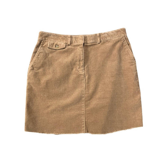 Retro Women's Corduroy Raw Hem Brown Mini Skirt Size 8