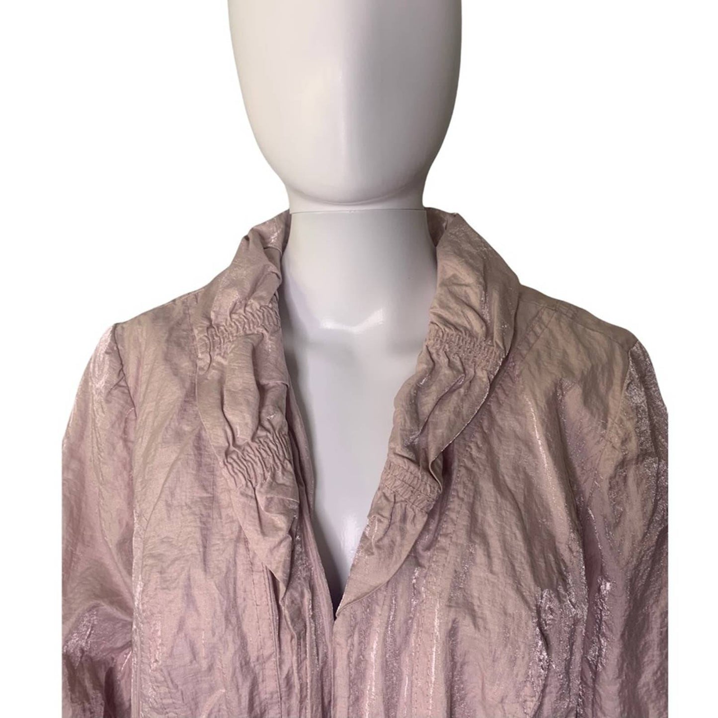Chico’s Metallic Cringle Women’s Blush Pink Jacket Size Large