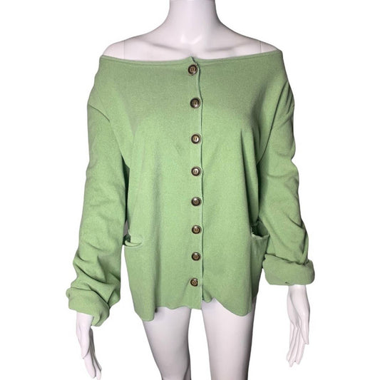 Oversized Button Front Women’s Soft Green Loungewear Top