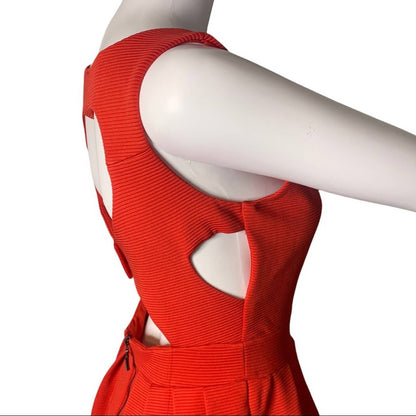 Women's Pleated Front Heat Hollow Back Women’s Red Fit & Flare Dress Size Small