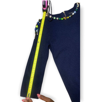 Women's Jeweled Collar Blue 3/4 Sleeve Sweater Size XXS