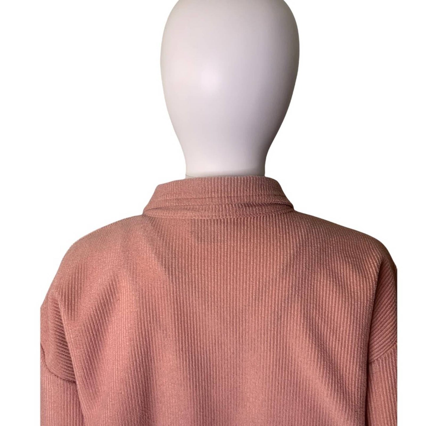 Vintage 90s Ribbed Women’s Pink Button Down Shacket Shirt Jacket