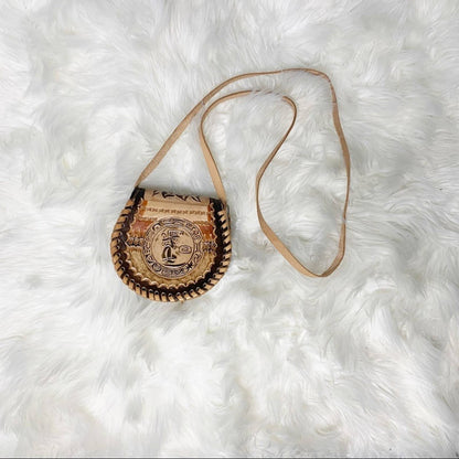 Vintage Handmade Leather Mini Nature Scene Bag
