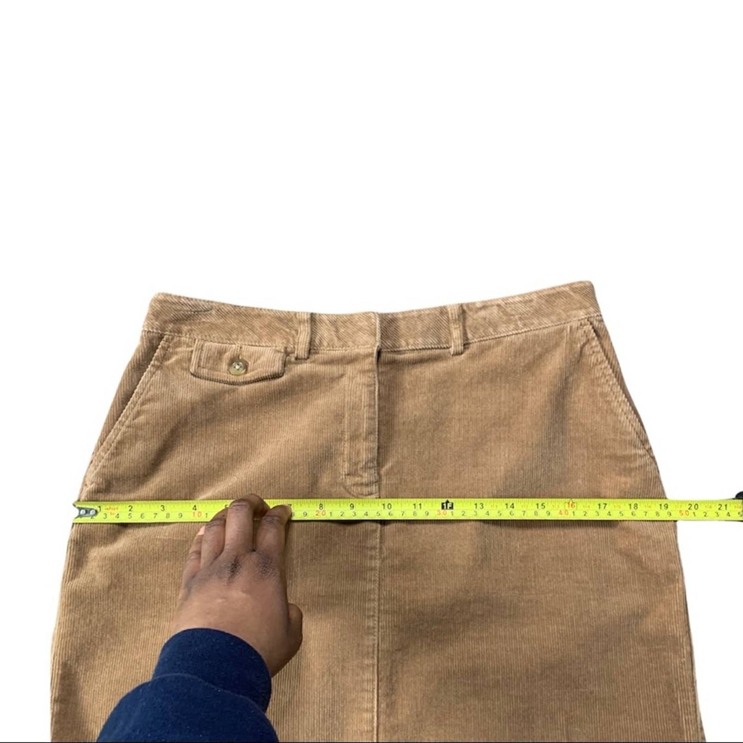 Retro Women's Corduroy Raw Hem Brown Mini Skirt Size 8