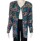 Vintage Papell Too Women’s Green Geometric Print Silk Button Blouse Size 8