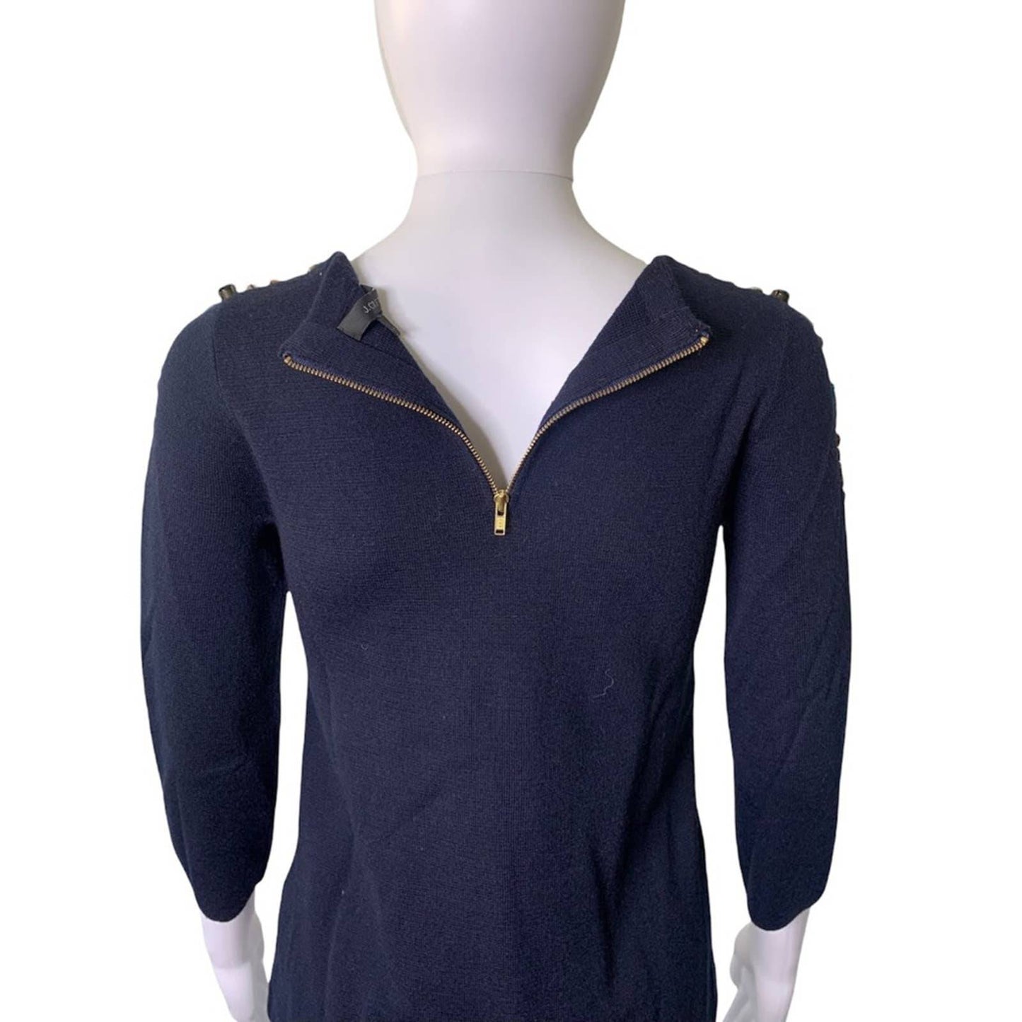 Women's Jeweled Collar Blue 3/4 Sleeve Sweater Size XXS