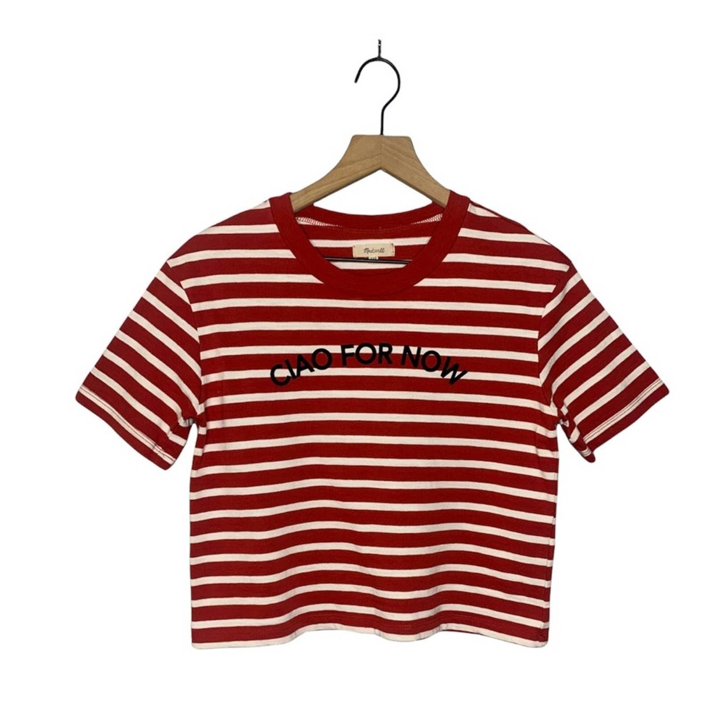 Ciao For Now Women’s Red & White Striped T Shirt