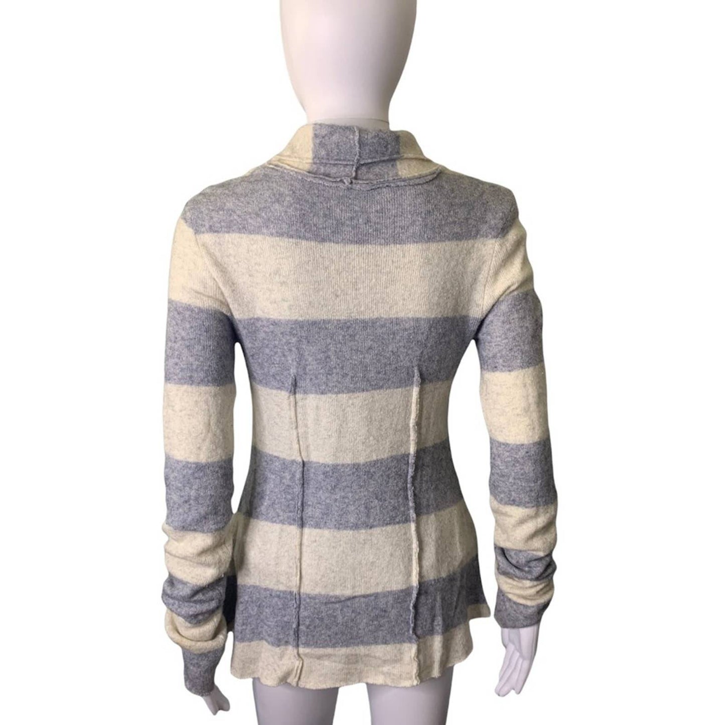 Women's Seamed Wool Blend Button Front Gray & White Cardigan Size XS
