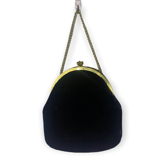 Vintage Paray Black Velvet Gold Chain Coin Purse