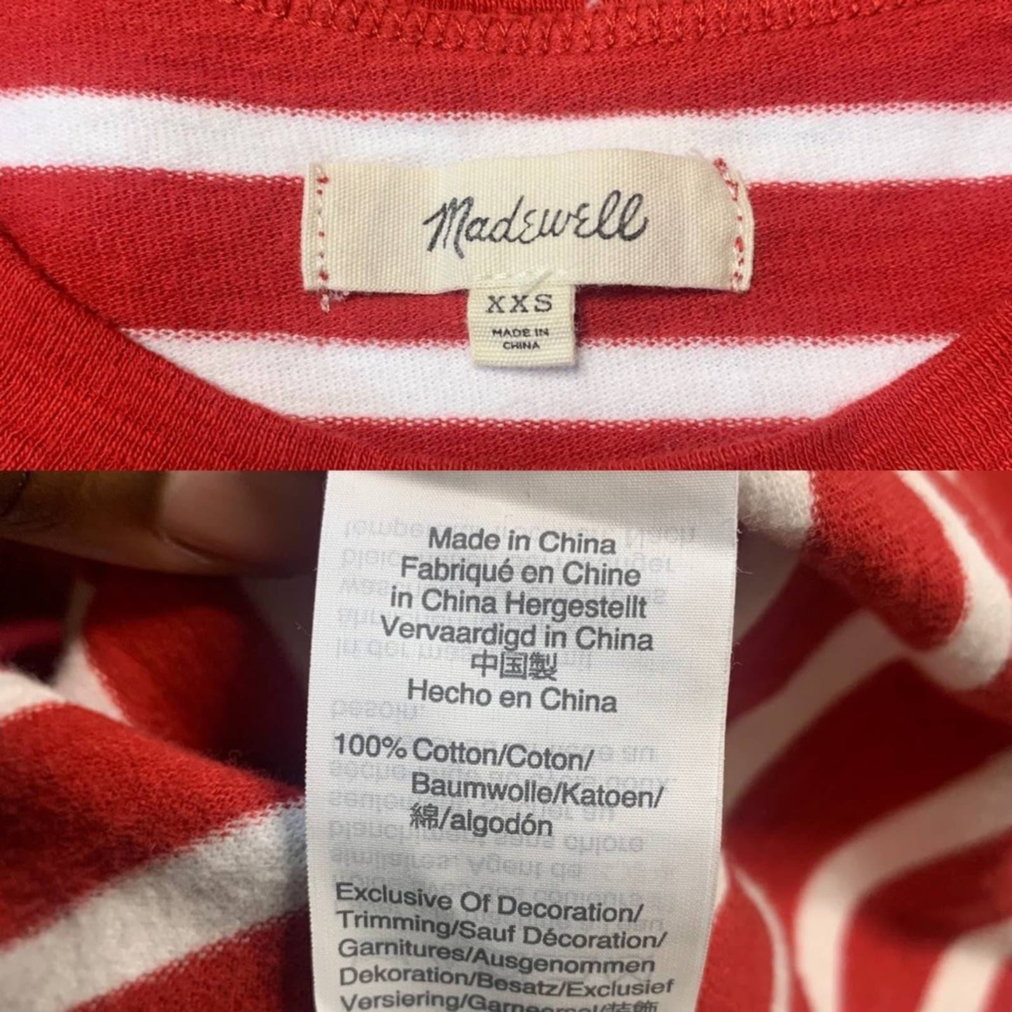 Ciao For Now Women’s Red & White Striped T Shirt
