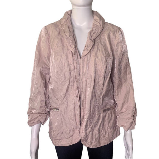 Chico’s Metallic Cringle Women’s Blush Pink Jacket Size Large